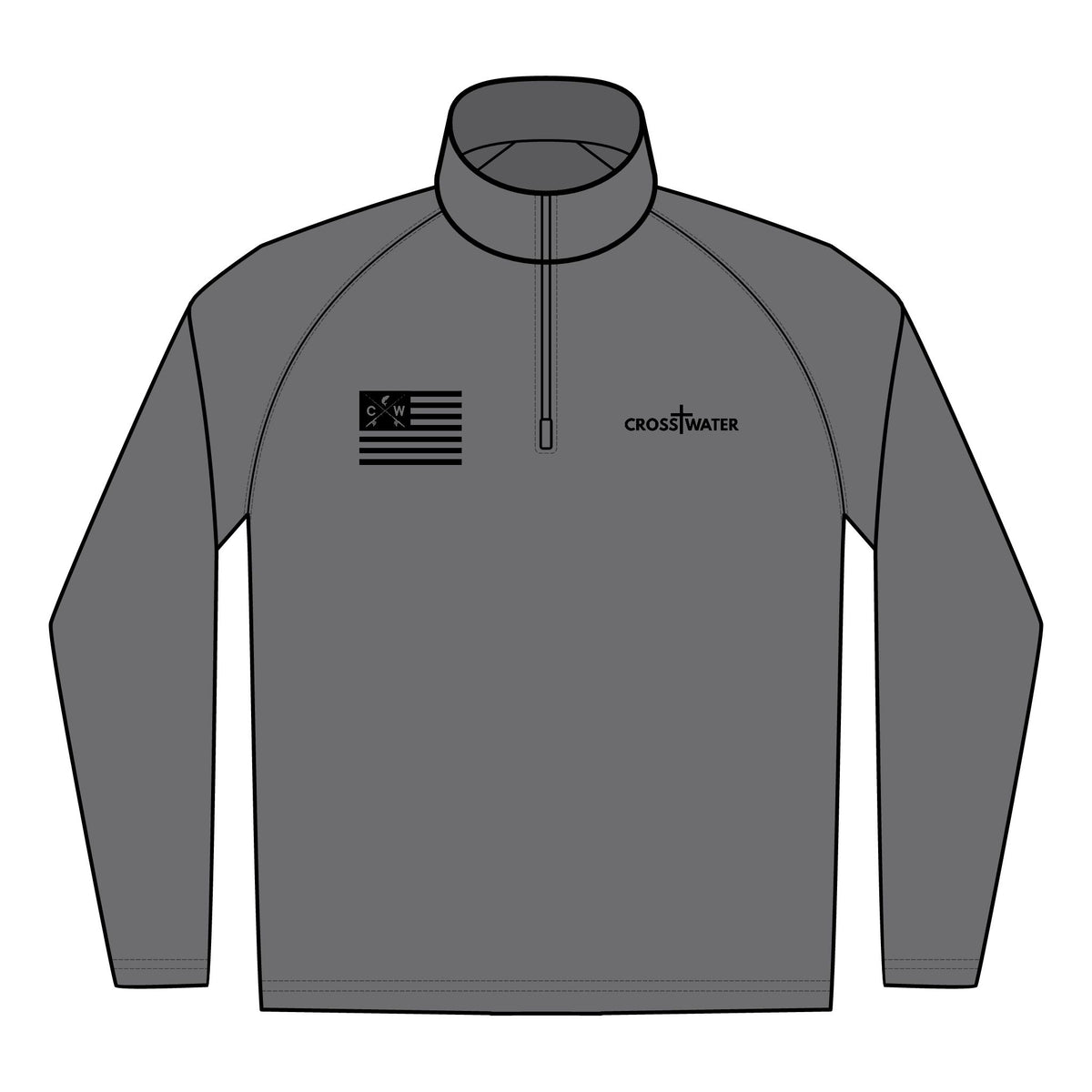 Crosswater Embroidered Quarter-Zip Pullover with Flag Logo