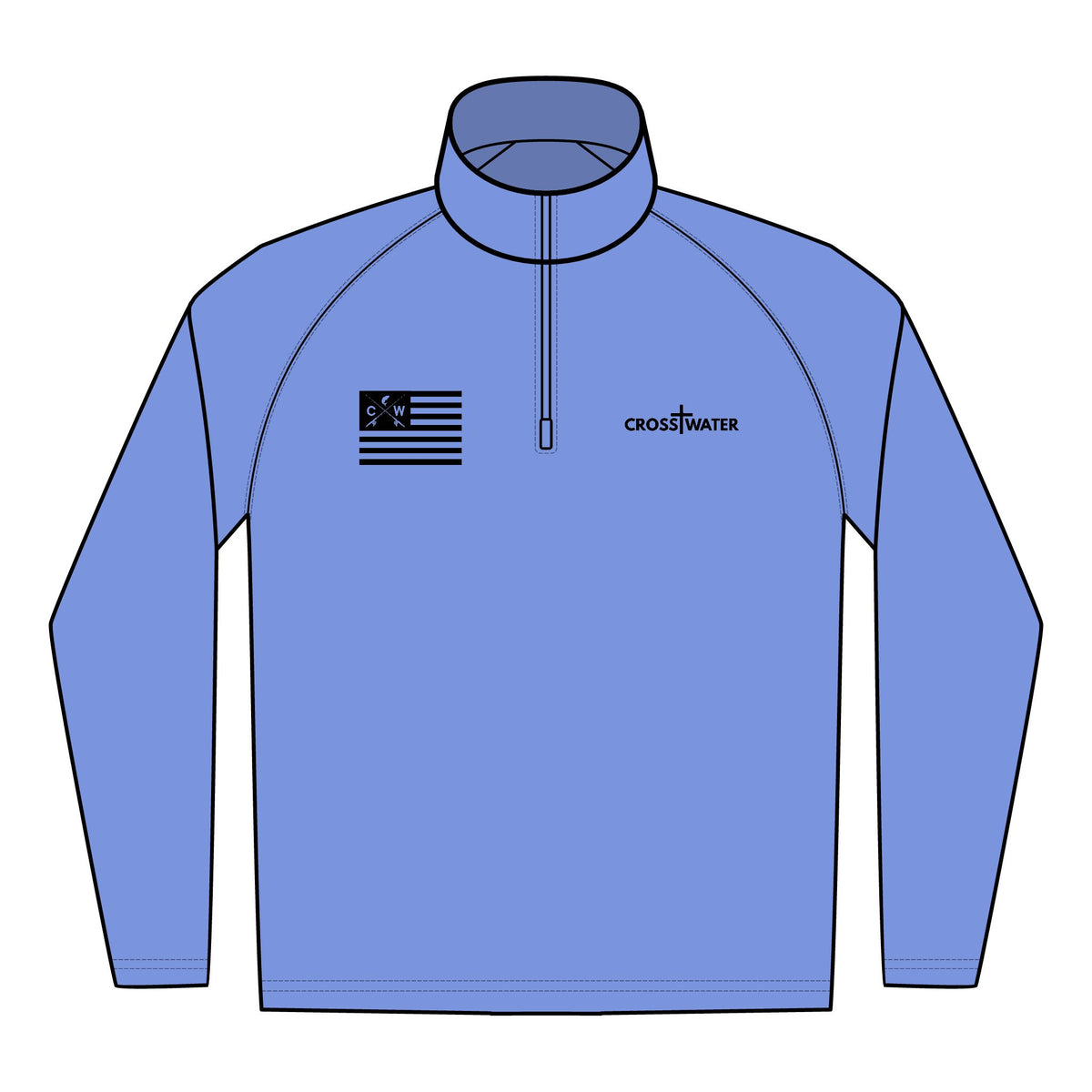 Crosswater Embroidered Quarter-Zip Pullover with Flag Logo