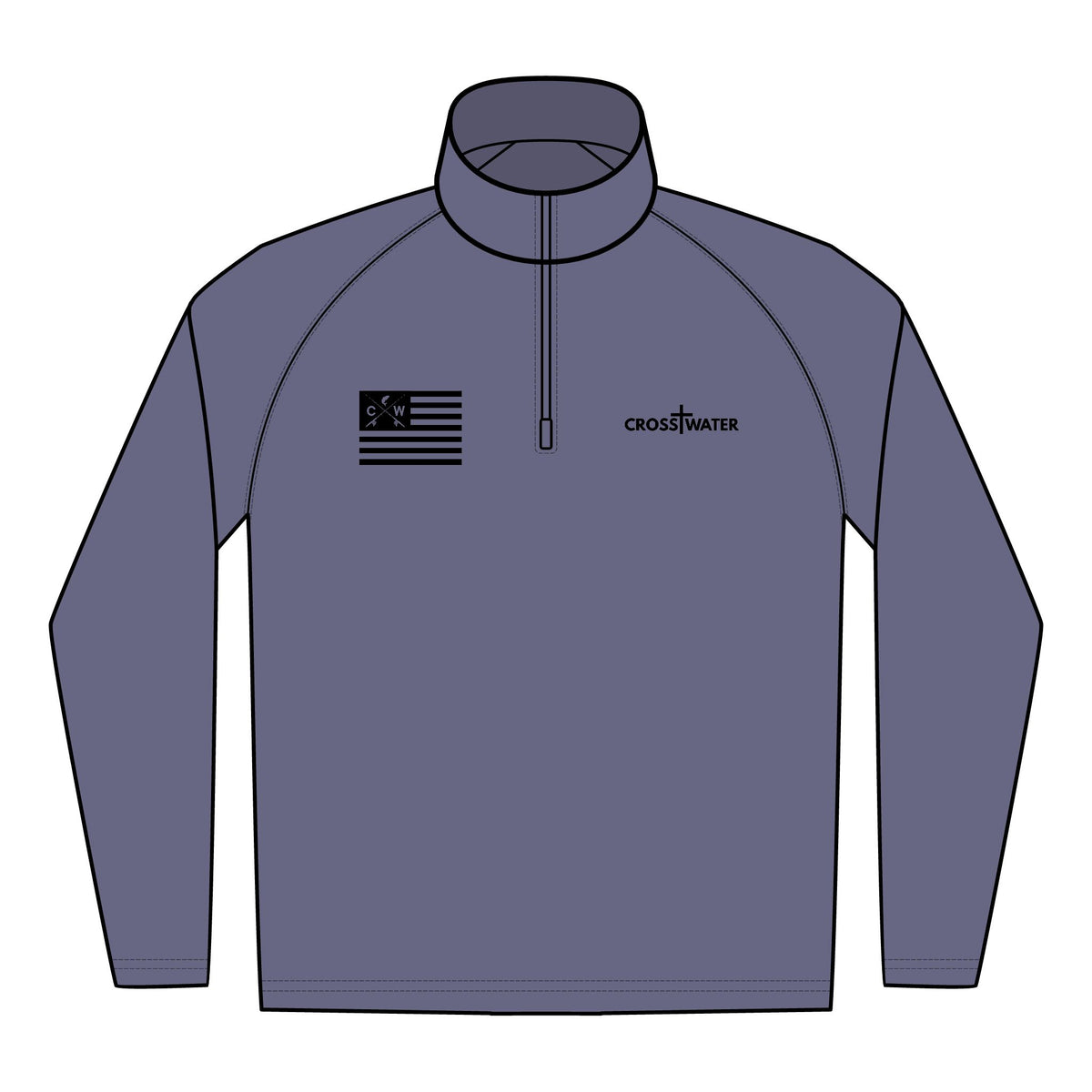 Crosswater Embroidered Quarter-Zip Pullover with Flag Logo