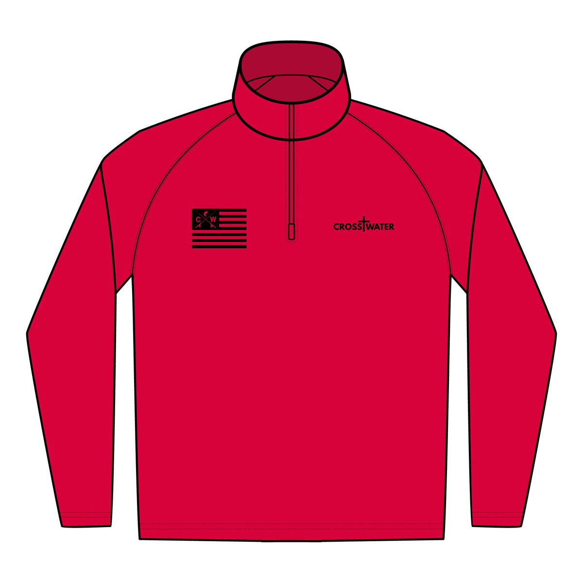 Crosswater Embroidered Quarter-Zip Pullover with Flag Logo