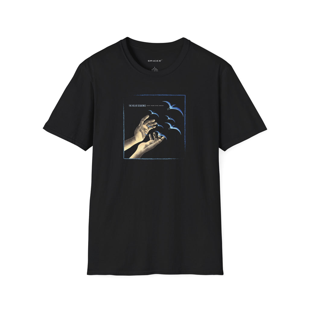 Helio Sequence - Dreams Take Flight Unisex Softstyle T-Shirt, Abstract Art Tee, Black Graphic T-Shirt